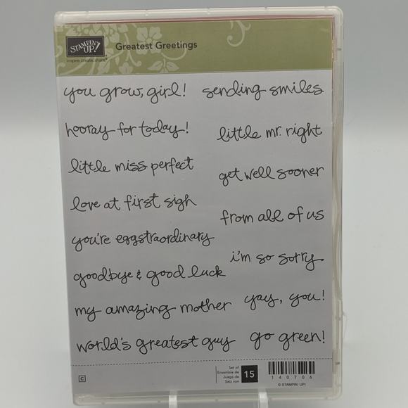Stampin Up Stamp Set GREATEST GREETINGS 140706 Stamping Cardmaking Papercraft - Picture 1 of 4